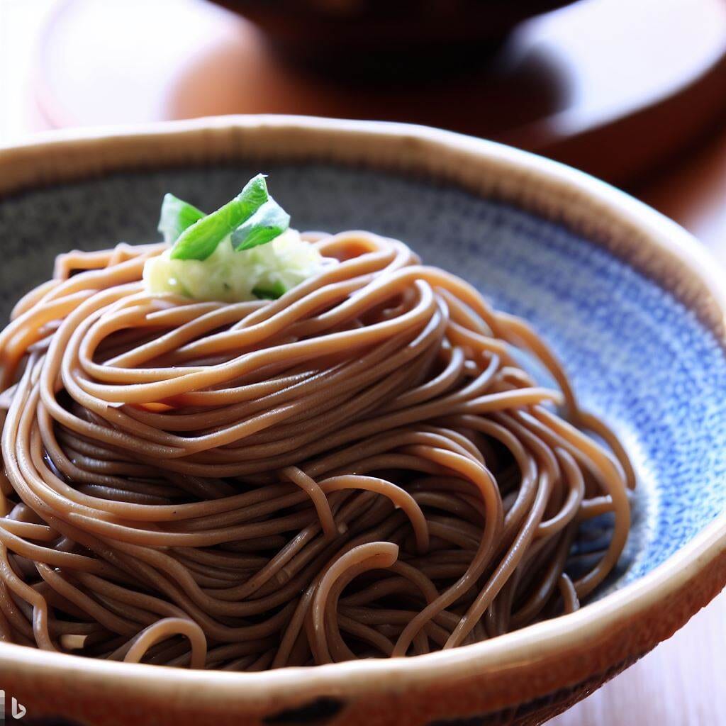 a bowl of brown noodles