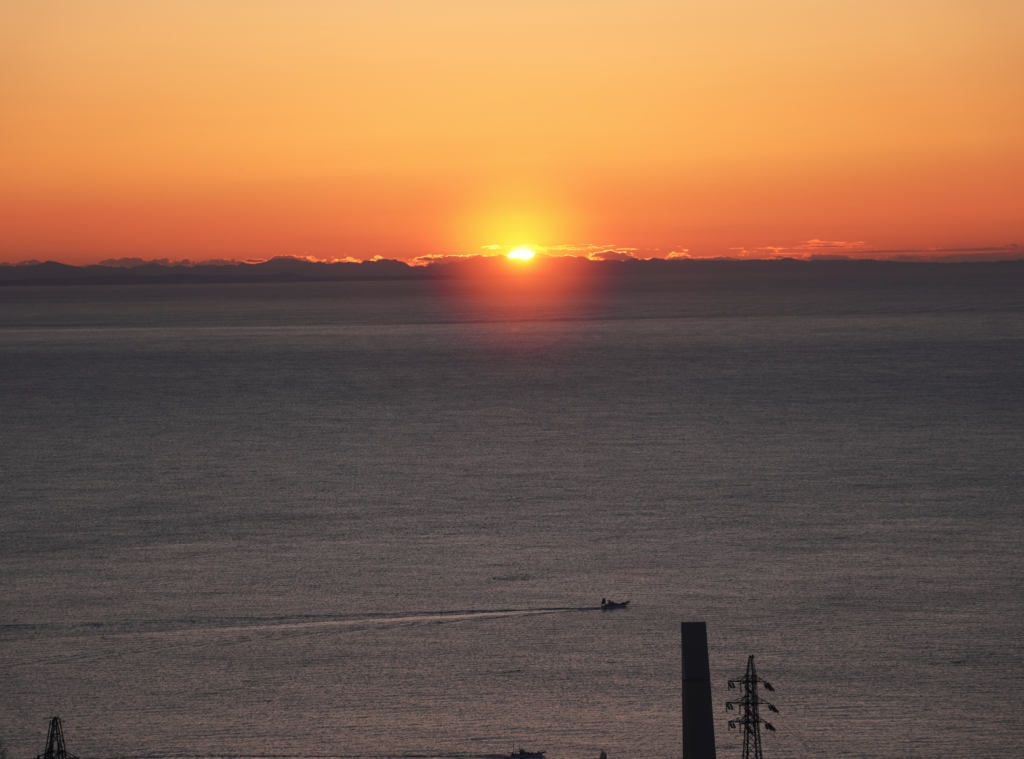 a sunset over the ocean