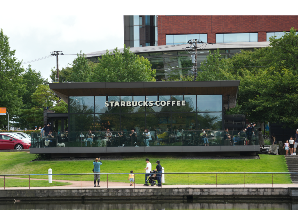 a group of people outside a building